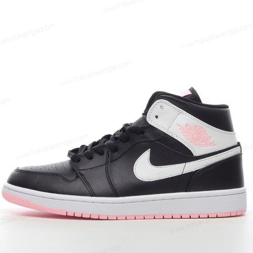 Nike Air Jordan 1 Mid Herren/Damen Kengät ‘Musta Valkoinen Vaaleanpunainen’ 555112-061
