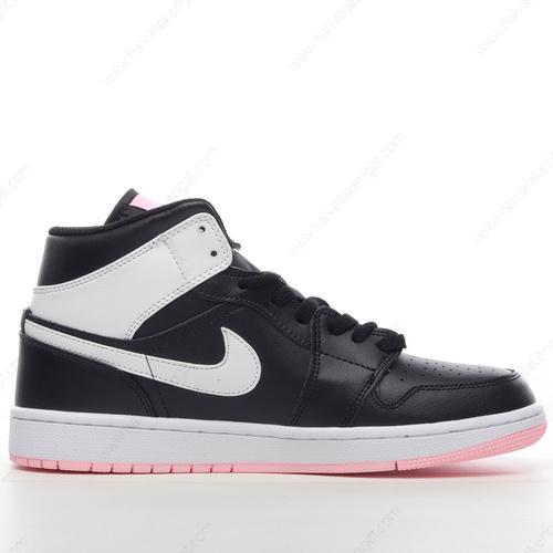 Nike Air Jordan 1 Mid Herren/Damen Kengät ‘Musta Valkoinen Vaaleanpunainen’ 555112-061