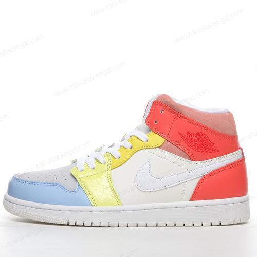 Nike Air Jordan 1 Mid Herren/Damen Kengät ‘Valkoinen Keltainen Punainen Sininen’ DJ6908-100