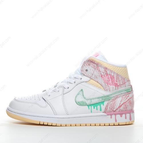 Nike Air Jordan 1 Mid Herren/Damen Kengät ‘Valkoinen Vihreä Vaaleanpunainen’ DD1666-100