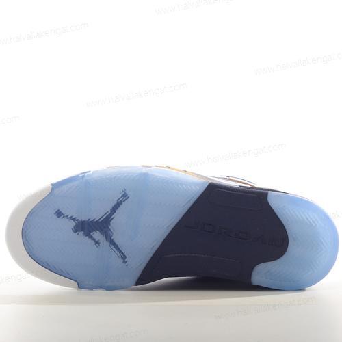 Nike Air Jordan 5 Retro Herren/Damen Kengät ‘Valkoinen Kulta Laivasto’ 819171-135