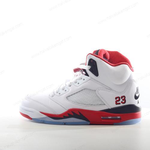 Nike Air Jordan 5 Retro Herren/Damen Kengät ‘Valkoinen Punainen Musta’ 136027-120